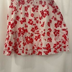 J. Crew Red Floral A-Line Skirt